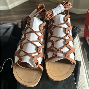 Forever 21 lace up brown sandals